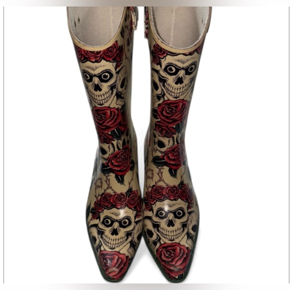 Nomad Dia De Los Muertos  Pointed Snip Toe Rain/ Cowboy Boots - Picture 5 of 12